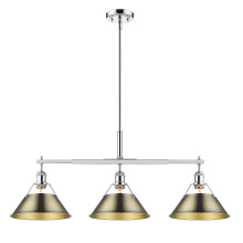 Golden 3306-LP CH-AB - Yep by Golden Lighting Orwell 3-light Island Light in Chrome and Aged Brass shade